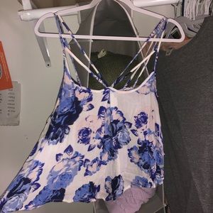 white & blue floral strappy top!